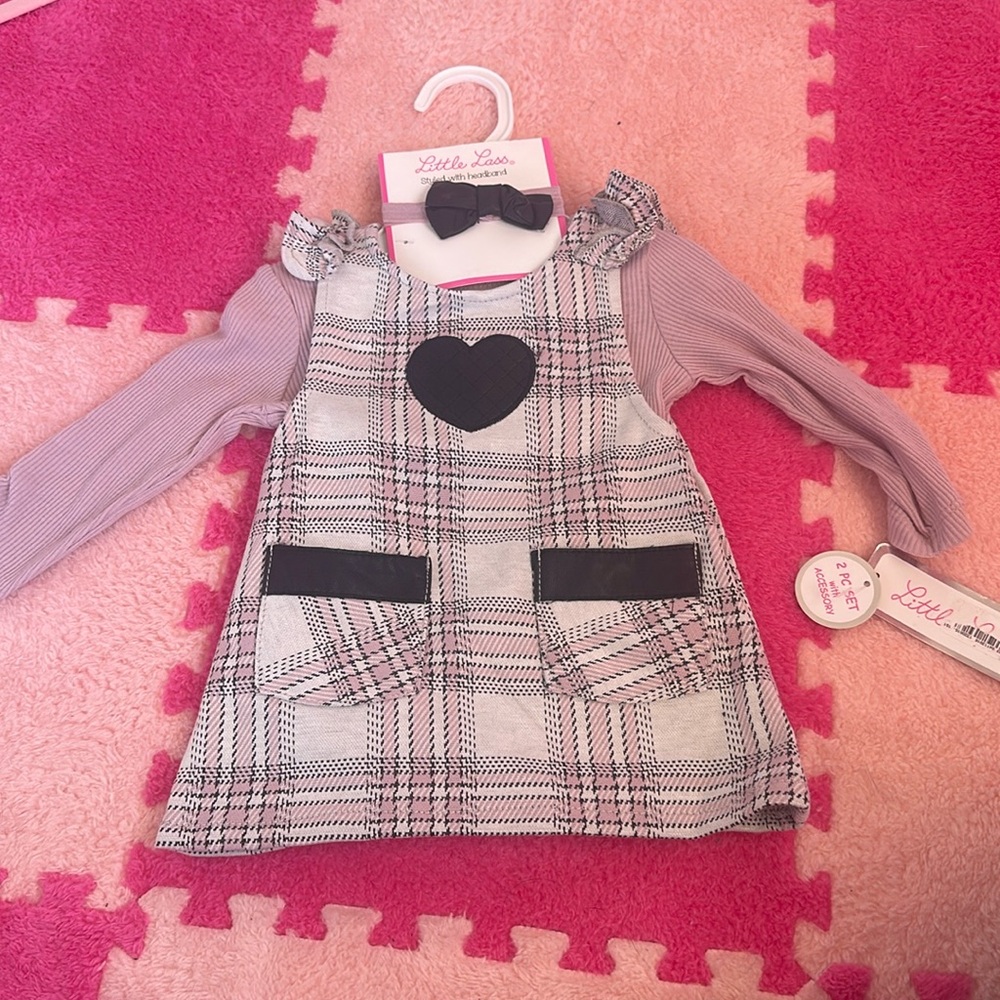 Little lass onsie with dress and headband